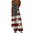 thumbnail image 1 of Cmfcve Womens 4th of July Clothes Dresses V-neck Sleeveless Patriotic Dress Independence Day Print Patchwork Art Flag Casual Dress, 1 of 5