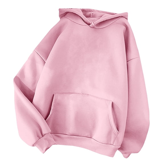 Cmfcve Women's Athletic Hoodies Classic Solid Color Long Sleeve Hooded Sweatshirt Comfy Loose Fit Pullover Track Jackets with Pocket