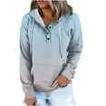 thumbnail image 1 of Cmfcve Women's Fall Athletic Pullover Hooded Jacket Gradient Color Button Up Casual Sweatshirt Blouse Long Sleeve Drawstring Track Henly Tops, 1 of 5