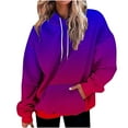 thumbnail image 1 of Cmfcve Women's Athletic Hoodies Relaxed Fit Drop Shoulder Long Sleeve Hooded Sweatshirt Gradient Color Pullover Sports Tunics Top, 1 of 7