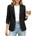 thumbnail image 1 of Cmfcve Women's Blazers 3/4 Sleeve One Button Lapel Collar Blazers Business Casual Suit Jackets with Pockets And Padded Shoulders, 1 of 8