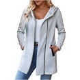 thumbnail image 1 of Cmfcve Women's Bomber Jacket Zip Up Pockets Hooded Work Outerwear Cardigan Long Sleeve Solid Color Athletic Coat Tops, 1 of 9