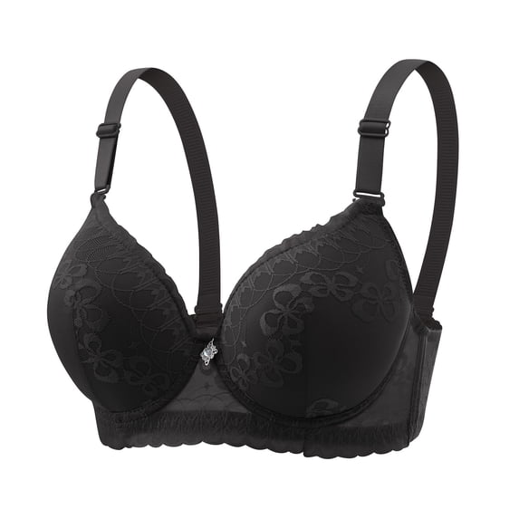 Cmfcve Women's Lingerie Bras Comfort Gathering Lace Undergarments Silky Daily Embroidered Underwire Bra