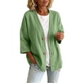 thumbnail image 1 of Cmfcve Women's Button-Down Cardigans Cotton Linen Dressy Casual Summer Shirts Fashion 3/4 Sleeve Lightweight Tops, 1 of 8