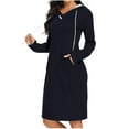 thumbnail image 1 of Cmfcve Women's Casual Dresses Long Sleeve Wrap Hooded Sweatshirt Dress V-Neck Pocket Travel Midi Dresses, 1 of 6