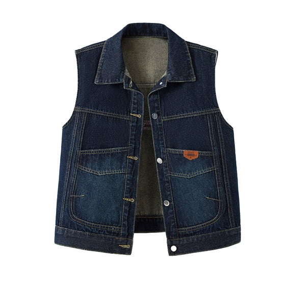 Cmfcve Women's Denim Vest Jacket Casual Sleeveless Waistcoat Summer Distressed Casual Loose Fit Jean Shirts with Pockets
