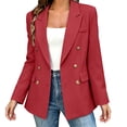 thumbnail image 1 of Cmfcve Women's Double Breasted Blazer Jacket Lapel Collar Long Sleeve Oversized Dressy Casual Suit Coat, 1 of 7