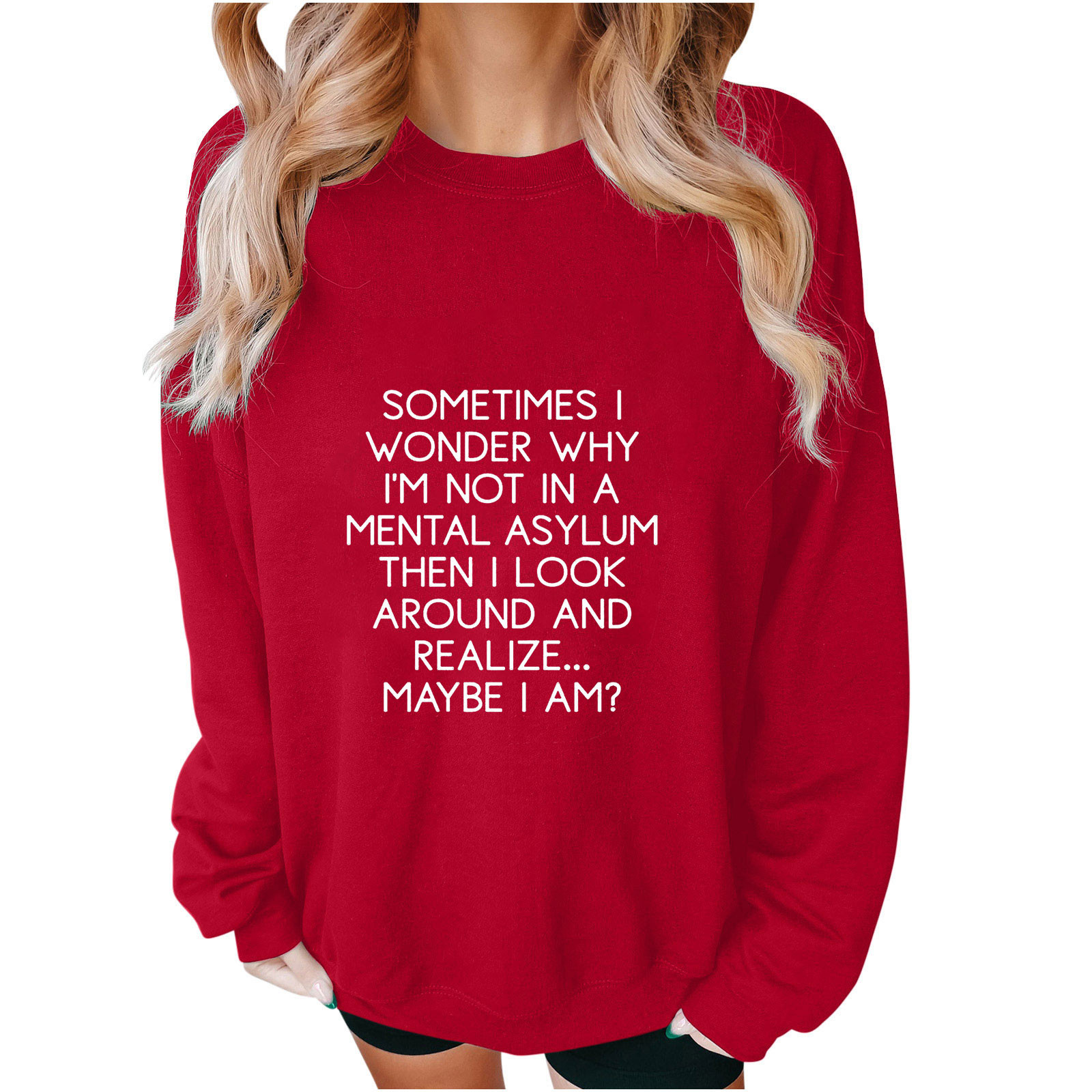 Cmfcve Women's Fall Sweatshirts Letter Print Long Sleeve Graphic Tops ...