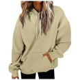 thumbnail image 1 of Cmfcve Women's Fashion Hoodies & Sweatshirts Autumn Winter Casual Long Sleeve Athletic Hoodies Loose Solid Color Pullover Sweat Shirts with Drawstring Pockets, 1 of 5