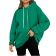thumbnail image 1 of Cmfcve Women's Fashion Hoodies & Sweatshirts Casual Solid Color Long Sleeve Hooded Sweatshirt Crew neck Pullover Fall Workout Top Blouse with Pocket, 1 of 6