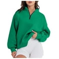 thumbnail image 1 of Cmfcve Women's Fashion Hoodies & Sweatshirts Long Sleeve Lapel Half Zipper Pullover Blouse Solid Color Versatile Sports Shirt, 1 of 7