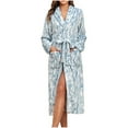 thumbnail image 1 of Cmfcve Women's Flannel Bathrobe Mixed Colo Fleece Warm Homewear Nightgown Soft Absorbent Knee-Length Sleepwear Robe, 1 of 6