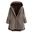 thumbnail image 1 of Cmfcve Women's Fleece-Lined Plaid Jacket Plus Size Crew Neck Button-Up Hooded Coat Long Sleeve Warm Sweatshirt Cardigan, 1 of 5
