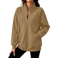 thumbnail image 1 of Cmfcve Women's Fleece Sweatshirts 1/4 Zip Collared Pullover Tops Fall Casual Daily Long Sleeve Shirts with Pockets, 1 of 8