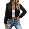 thumbnail image 1 of Cmfcve Women's Floral Lace Zip Up Jacket Long Sleeve Ribbed Cuffs Hollow Out Lightweight Summer Layering Cropped Outerwear, 1 of 7