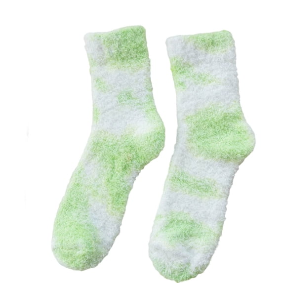 Cmfcve Women's Fuzzy Socks Winter Fluffy Warm Crew Slipper Socks Color Block Thick Home Socks