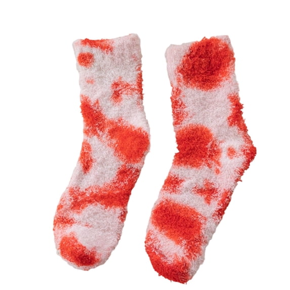 Cmfcve Women's Fuzzy Socks Winter Fluffy Warm Crew Slipper Socks Color Block Thick Home Socks