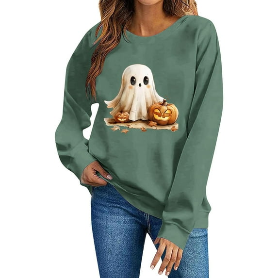 Cmfcve Women's Halloween Town Sweatshirt Vintage Stretch Sports Blouse Long Sleeve C Activewear Shirt