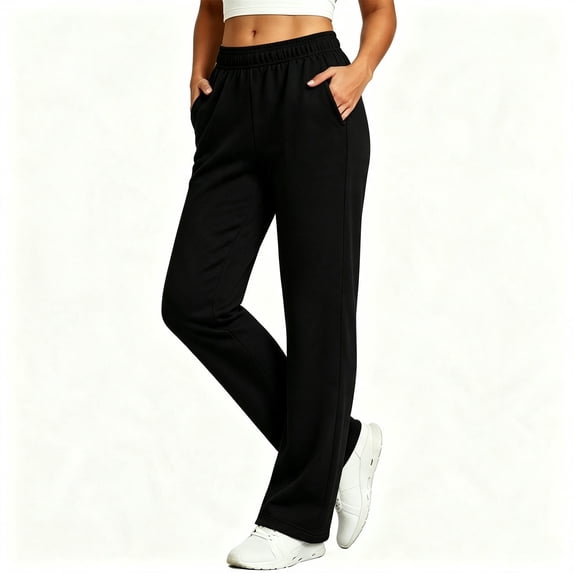 Cmfcve Women's High Waisted Straight Leg Sweatpants Drawstring Elastic Casual Athletic Pants
