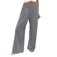 thumbnail image 1 of Cmfcve Women's High Waisted Sweatpants Solid Color Cotton Linen Track Pants Casual Wide Leg Straight Pants with Pockets, 1 of 6