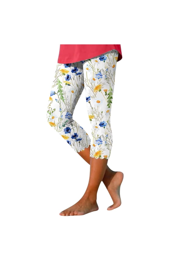 Women's Joggers Pants Soft Light Weight Yoga Leggings Pants Lady Elastic Waist Summer Beach Capris Sweatpants