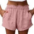 thumbnail image 1 of Cmfcve Women's Linen Shorts Plus Size Loose Wide Leg Sweat Shorts High Waist Straight Summer Shorts, 1 of 7