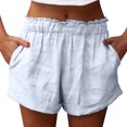 thumbnail image 1 of Cmfcve Women's Linen Shorts Plus Size Loose Wide Leg Sweat Shorts High Waist Straight Summer Shorts, 1 of 7