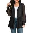 thumbnail image 1 of Cmfcve Women's Long Sheer Chiffon Cardigans Open Front Puff Long Sleeve Lightweight Beach Cover Ups with Pockets, 1 of 6