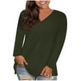 thumbnail image 1 of Cmfcve Women's Long Sleeve Activewear T-Shirts Casual Plus Size V-Neck Pullover Blouse Solid Color Simple Basic Undershirts Tops, 1 of 8