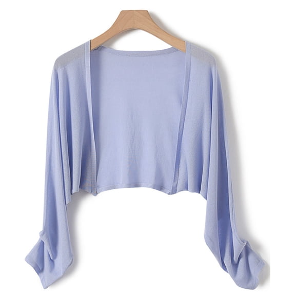 Cmfcve Women's Long Sleeve Cardigans Elegant Knit Sweaters Cropped Open Front Bolero Shrugs for Dresses