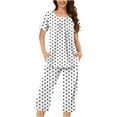 thumbnail image 1 of Cmfcve Women's Lounge Sets Plus Size Round Neck Button-Up Two Piece Pajama Sets Round Neck Short Sleeve Blouse Tops and Capri Pants Sleepwear Suit, 1 of 5