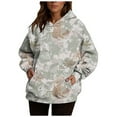 thumbnail image 1 of Cmfcve Women's Novelty Sweatshirts Loose Fit Maple Leaf Printed Athletic Hoodies Long Sleeves Pullover Workout Blouse Tops with Pocket, 1 of 4