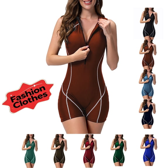 Cmfcve Women's One Piece Swimsuit Sleeveless Half Zipper Surfing Rash Guard Boyleg Athletic Bathing Suit