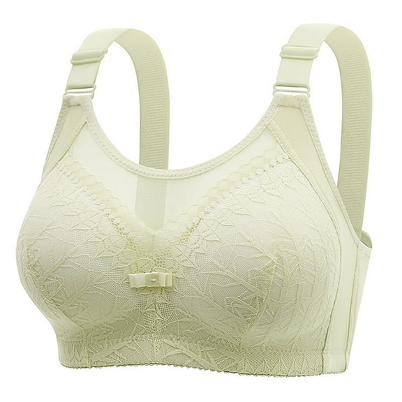 Cmfcve Women's Oversize Bras Green Comfort Exquisite Lace Gathering Wireless Lingerie Bras No Underwire Full Coverage Front Closure Sport Bra