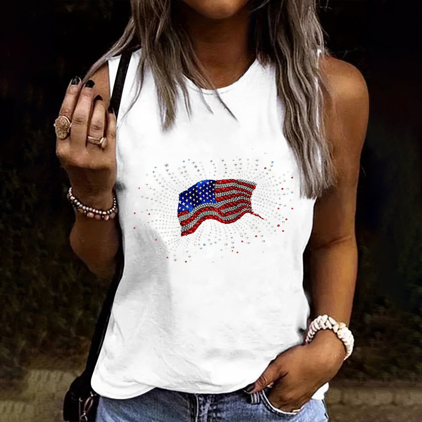 Cmfcve Women's Patriotic Shirts Short Sleeve Round Neck 4th of July ...