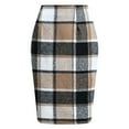 thumbnail image 1 of Cmfcve Women's Plaid Skirt High Waisted Slim Fit Work Skirts Fleece Fall Winter Knee-Length Midi Dresses, 1 of 5