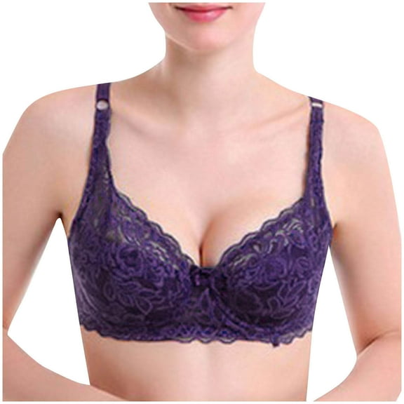 Cmfcve Bras for Women Plus Size Lace Bralette Floral Lace Full Coverage Non Padded Underwired Bra