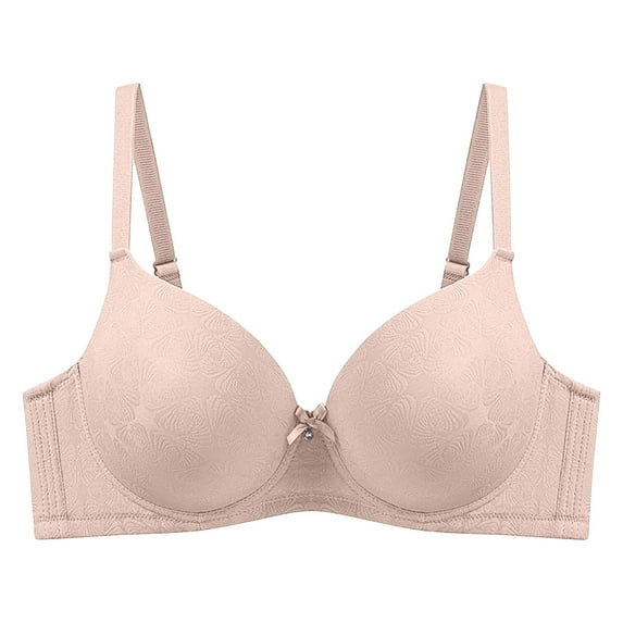 Cmfcve Women's Plus Size Bra Jacquard Thin Comfort Bra Breathable Gathering Daily Underwear