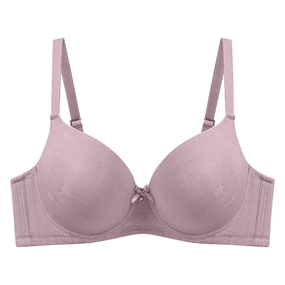Cmfcve Women's Plus Size Bra Jacquard Thin Comfort Bra Breathable Gathering Daily Underwear