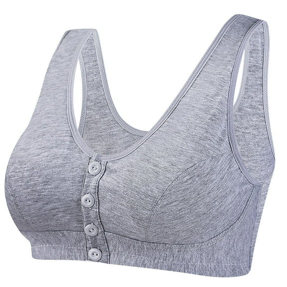 Cmfcve Women's Plus Size Bra Printing Wireless Comfort Bra Underwear Soft Front Opening Cotton Bra