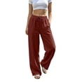 thumbnail image 1 of Cmfcve Women's Plus Size Casual Wide Leg Pants High Waist Baggy Drawstring Lounge Palazzo Pants with Pockets, 1 of 6
