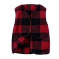 thumbnail image 1 of Cmfcve Women's Plus Size Plaid Fleece Vest Button Down Sleeveless Warm Jackets Fall Winter Casual Outerwear, 1 of 6