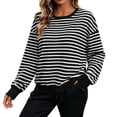 thumbnail image 1 of Cmfcve Women’s Plus Size Sweatshirts Striped Color Block Crew Neck Pullover Tops Long Sleeve Casual Shirts, 1 of 8