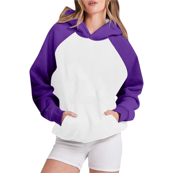 Cmfcve Women's Athletic Jacket Sport Coat for Teen Girl Casual Drop Shoulder Long Sleeve Hoodies Color Block Track Running Sweatshirts Blouse with Pocket
