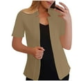 thumbnail image 1 of Cmfcve Women's Short Sleeve Cardigans Lightweight Open Front Blazer Casual Solid Lapel Collar Slim Suit Shawls, 1 of 6