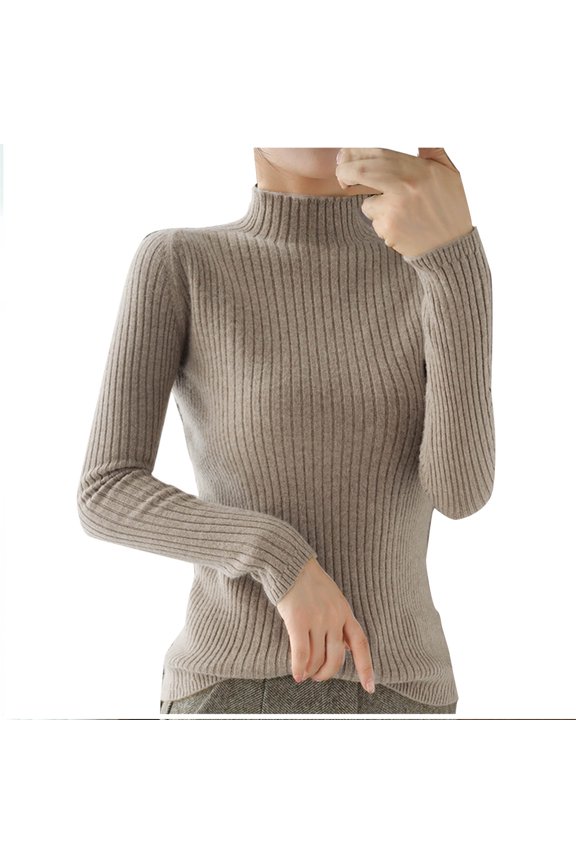 Women's Slimming Base Layer Sweaters High Neck Knit Commuter Pullover Solid Color Soft Long Sleeve Underlayer Knitwear