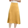 thumbnail image 1 of Cmfcve Women's Solid Color Summer Midi Skirt , Medium Long Satin Thin A-Line Skirt, 1 of 5