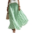 thumbnail image 1 of Cmfcve Women's Striped Maxi Skirt High Waist A-Line Pleated Chiffon Long Skirt Casual Loose Fit Gauze Skirts, 1 of 6