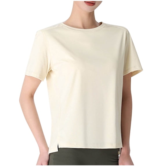 Cmfcve Women's Summer Shirt Oversize Short Sleeve Pullover Tee Shirt Round Neck Breathable Gym Blouse