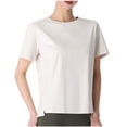 thumbnail image 1 of Cmfcve Women's Summer Shirt Oversize Short Sleeve Pullover Tee Shirt Round Neck Breathable Gym Blouse, 1 of 5